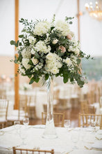 Load image into Gallery viewer, White Radiance: Tall Rose and Hydrangea Centerpiece
